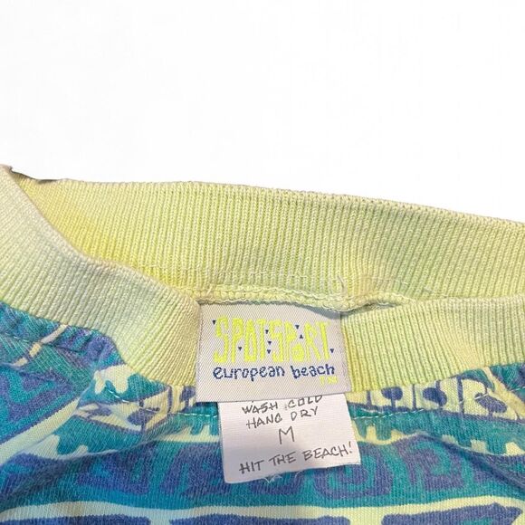 Vintage 80 SpotSport European Beach Multi Green colors Surfwear T Shirt Sz M ~ L - Picture 2 of 8